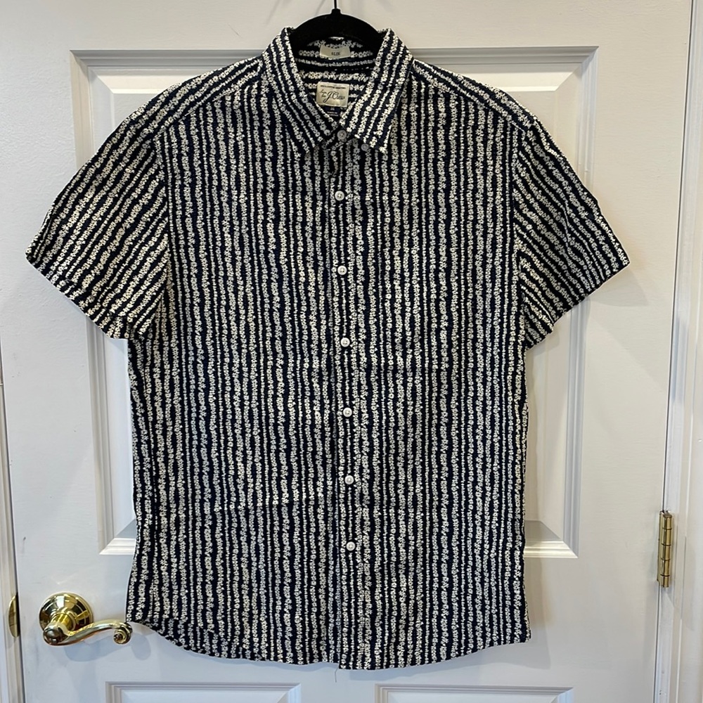 Men’s J. Crew Floral Print Button Down Short Sleeve Shirt Slim M